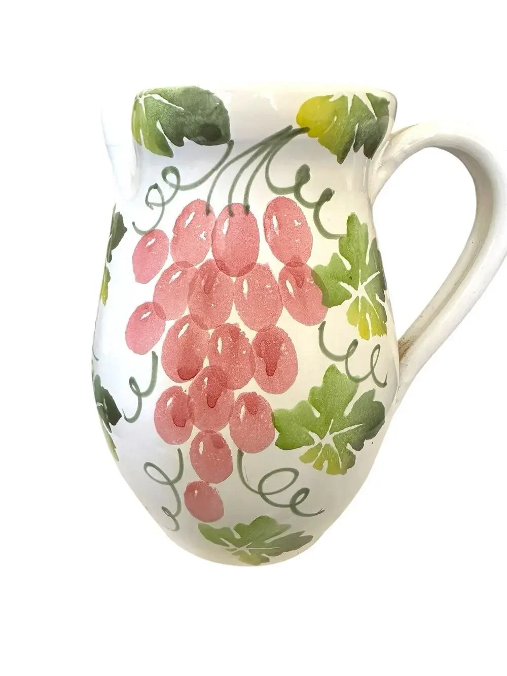 Vintage Pier 1 Earthenware Lemonade Ice Tea Pitcher Jug with Handle